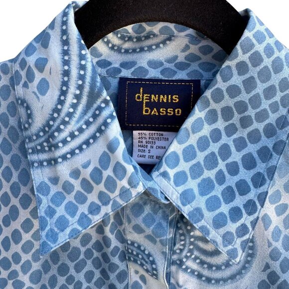 Dennis Basso Blue Paisley Snake Dot Print Long Sleeve Button-Up Shirt New S - Picture 5 of 10